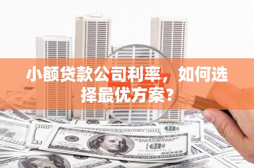 平湖小额贷款公司利率，如何选择最优方案？